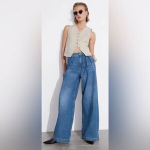 Other Stories Wide-Leg Blue Jeans in washed blue size 2 - NWT